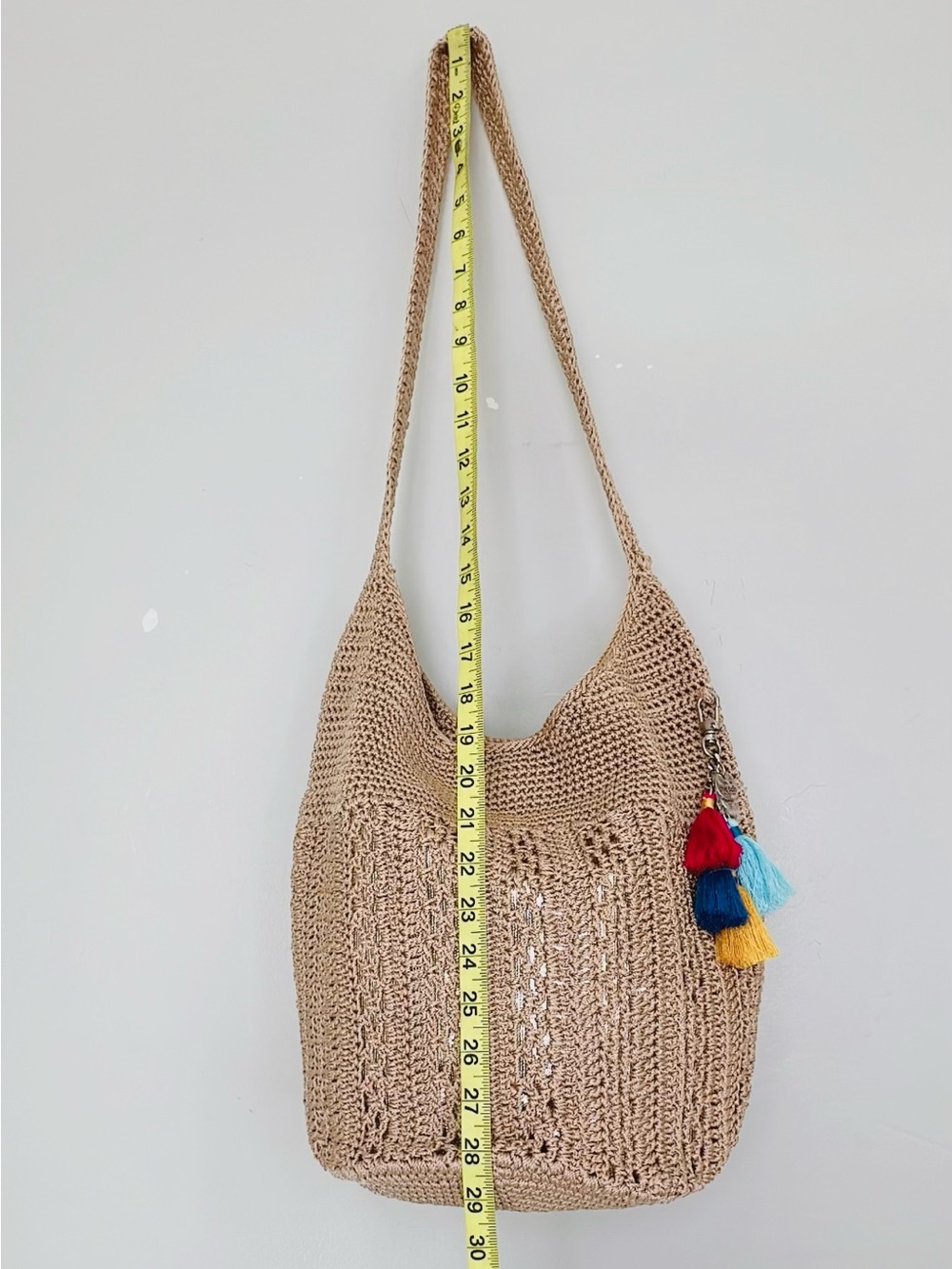 The Sak Woven Straw Shoulder Bag with Colorful Tassels - Natural - Picture 5 of 13